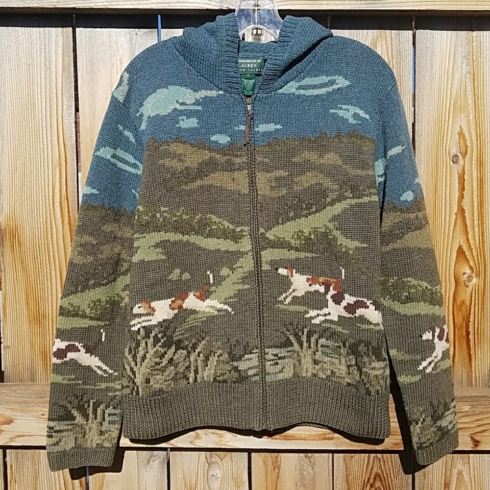 Vintage Ralph Lauren Hand knit sweater dog spaniel